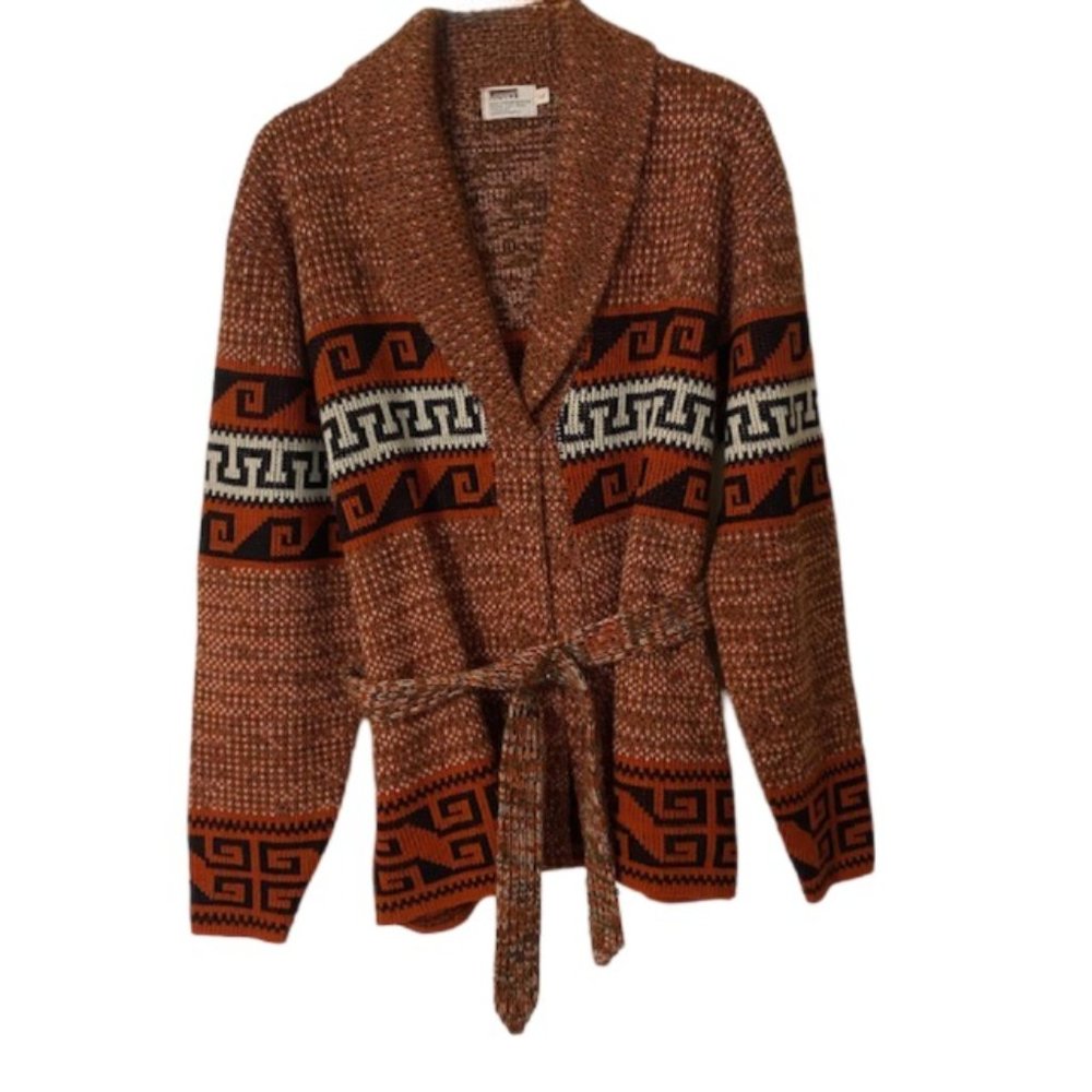 Montgomery Ward | Orange Belted Cardigan | Size Large